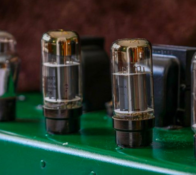 Close up of a tube amp