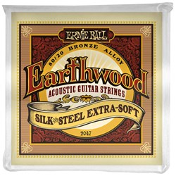 Ernie Ball Extra Soft Earthwood 80/20 Bronze Silk & Steel Acoustic Strings 10-50