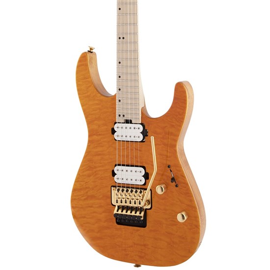 Charvel Pro-Mod DK24 HH FR M Mahogany with Quilt Maple Maple Fingerboard (Dark Amber)