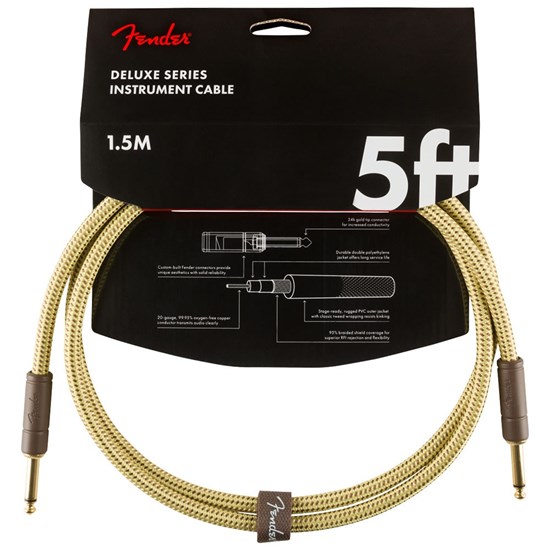 Fender Deluxe Series Instrument Cable - Straight / Straight - 5ft (Tweed)