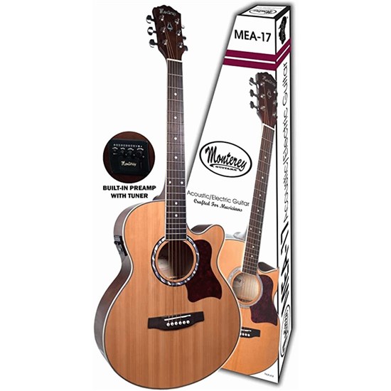Monterey MEA-17N Acoustic Electric Guitar (Natural) w/ Pickup & Cutaway