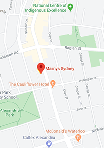 Location map of Mannys Sydney