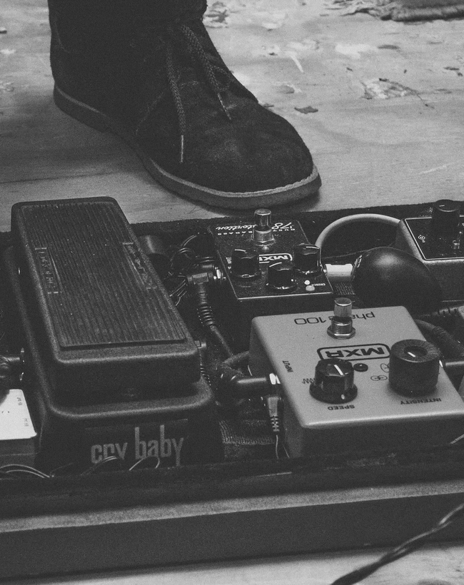 Dunlop Crybaby Wah on a pedal board