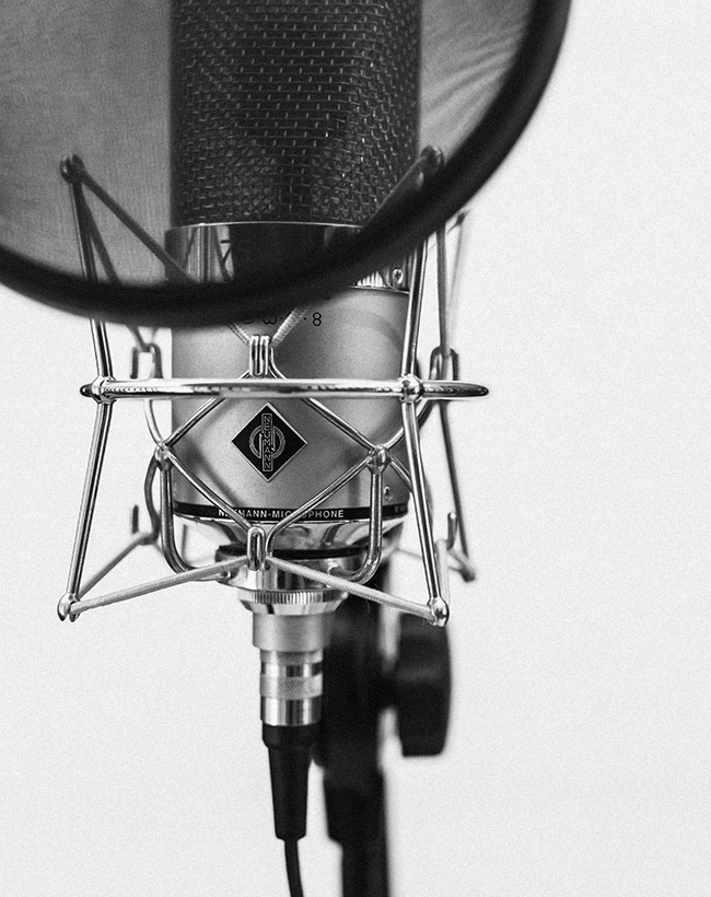 Neumann microphone in a recording studio