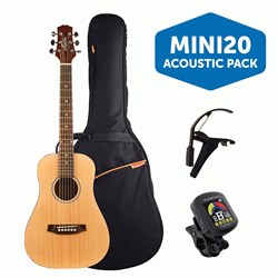 Ashton MINI20NTM Mini Acoustic Guitar Pack w/ Gig Bag, Capo, Stand & Tuner