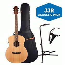 Ashton JJR20EQNTM Junior Jumbo Acoustic Electric Guitar Pack w/ Gig Bag, Capo & Stand