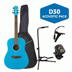 Ashton SPD30BLS Acoustic Guitar Pack w/ Gig Bag, Capo, Stand & Tuner