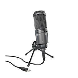 Audio Technica AT2020USB+ USB Condenser Microphone w/ Mount, Pouch, Stand & Cable