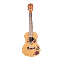 Bamboo Flowers Line Roses Concert Ukulele with Bag