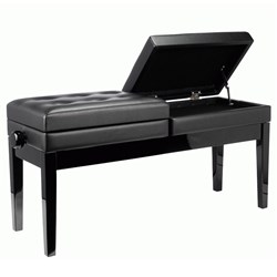 Beale BPB990BK Dual Adjustable Duet Piano Bench w/ 2 Under Seat Storage Compartments