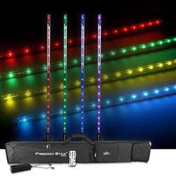 Chauvet DJ Freedom Stick Pack Wireless Pixel Bar (4 Pack) w/ Carry Bag and Charge Station