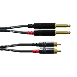 Cordial Essentials REAN 2x 1/4" TS Gold to RCA Gold Cable (0.9m)