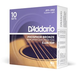 D'Addario EJ26-10P Phosphor Bronze Acoustic Guitar Strings 10-PACK - Custom Light (11-52)