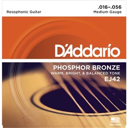D'Addario EJ42 Phosphor Bronze Resophonic Guitar Strings - Medium (16-56)