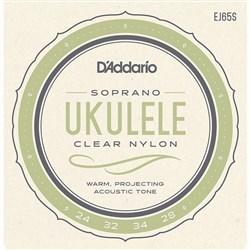 D'Addario EJ65S Pro-Arte Custom Extruded Clear Nylon Ukulele Strings - (Soprano)