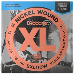 D'Addario EXL110w Nickel Wound Electric Guitar Strings Light 10-46 Wound 3rd