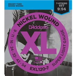 D'Addario EXL120-7 7-String Nickel Wound Electric Guitar Strings - Super Light (9-54)
