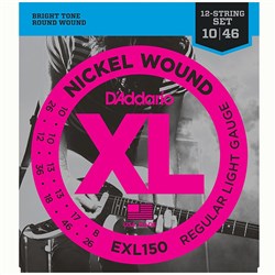 D'Addario EXL150 12-String Nickel Wound Electric Strings - Regular Light (10-46)