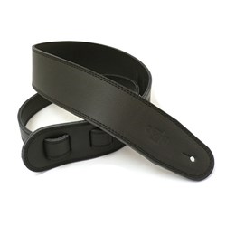 DSL GLG 3-Ply Garment Leather Guitar Strap (Black, Black Backing, 2.5")