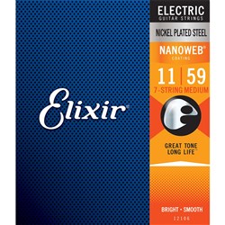 Elixir 12106 Electric Guitar Nickel Plated Steel w/ Nanoweb Coating - 7-String MD (11-59)