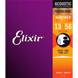 Elixir 16102 Acoustic Phosphor Bronze w/ Nanoweb Coating - Medium (13-56)