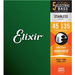 Elixir 14782 Electric Bass Stainless Steel w/ Nanoweb 5-String LT/MD (45-135)