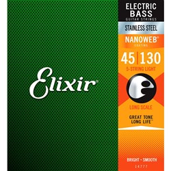 Elixir 14777 Electric Bass Stainless Steel w/ Nanoweb Coating - 5-String LT (45-130)