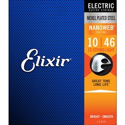 Elixir 12450 Electric Guitar Nickel Plated Steel w/ Nanoweb Coating - 12-String LT (10-46)