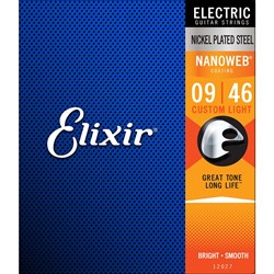 Elixir 12027 Electric Guitar Nickel Plated Steel w/ Nanoweb Coating - Custom LT (9-46)