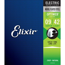 Elixir 19002 Electric Guitar Nickel Plated Steel w/ Optiweb Coating - 6-String S-LT (9-42)