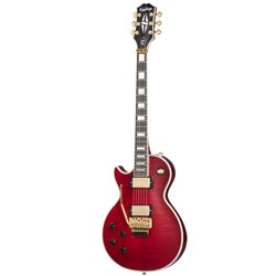 Epiphone Alex Lifeson Les Paul Custom Axcess Quilt (Ruby) Left-Hand inc Harshell Case