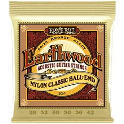 Ernie Ball Earthwood Folk Nylon, Ball End 80/20 Bronze Acoustic Strings - (28-42)