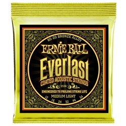 Ernie Ball Everlast Coated 80/20 Bronze Acoustic Guitar Strings - Medium Light (12-54)