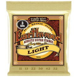 Ernie Ball Earthwood 80/20 Bronze Acoustic Guitar Strings 3-PACK - Light (11-52)