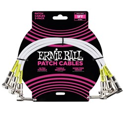 Ernie Ball 1' Angle / Angle Patch Cable 3-PACK - (White)