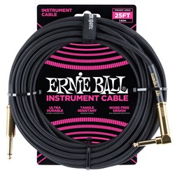 Ernie Ball 25' Braided Straight / Angled Instrument Cable - (Black)