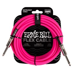 Ernie Ball 20' Flex Straight/ Straight Instrument Cable (Pink)