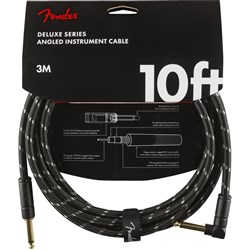 Fender Deluxe Series Instrument Cable, Straight/ Angle 10' (Black Tweed)