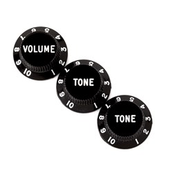 Fender Stratocaster Knobs Volume/Tone/Tone 3-Pack (Black)