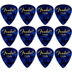 Fender 351 Shape Premium Celluloid Picks 12-Pack - Thin (Blue Moto)