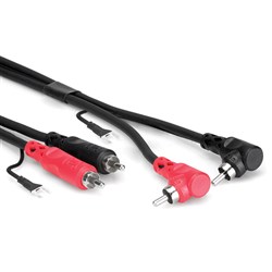 Hosa CRA-202DJ Dual RCA to Dual Right-Angle RCA w/ Ground Stereo Interconnect Cable (2m)
