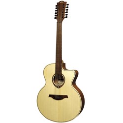 Lag T177 12-String Jumbo Acoustic Guitar w/ Cutaway & Pickup (Natural)