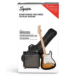 Squier Sonic Stratocaster Pack Maple Fingerboard (Sunburst) inc Bag, 10G & Acc