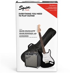 Squier Stratocaster Pack w/ Laurel Fingerboard (Black) w/ Bag & Frontman 10G