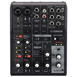 Yamaha AG06 MK2 3-Channel Live Streaming Mixer w/ USB Audio Interface (Black)
