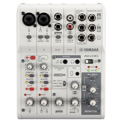 Yamaha AG06 MK2 3-Channel Live Streaming Mixer w/ USB Audio Interface (White)