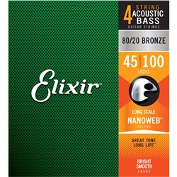 Elixir 14502 Acoustic Bass 80/20 Bronze w/ Nanoweb Coating - Light (45-100)
