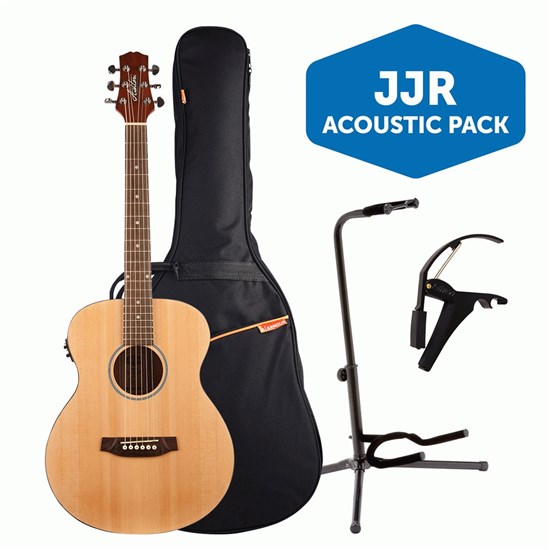 Ashton JJR20EQNTM Junior Jumbo Acoustic Electric Guitar Pack w/ Gig Bag, Capo & Stand