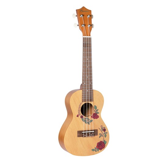 Bamboo Flowers Line Roses Concert Ukulele with Bag