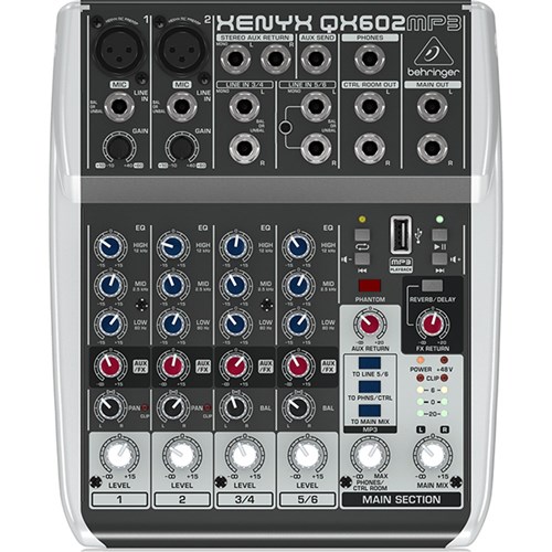 Behringer Xenyx QX602MP3 6-Input Mixer w/ MP3 Player